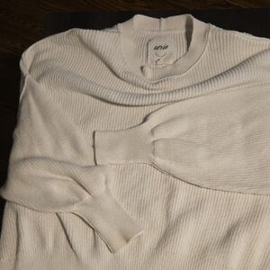 Aerie Women's Ribbed Ivory Oversized Sweater